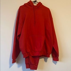 Red sweatsuit